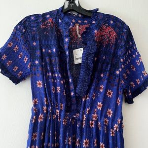 Brand New Free People Rare Feelings Blue Maxi Dress